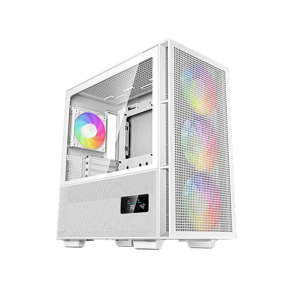 DeepCool CH560 Digital ATX Mid Tower Tempered Glass Side Panel Case with 4 RGB Fans - White