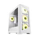 GameMax Destroyer TGW Micro ATX Tower Tempered Glass Side Panel Case with 4 ARGB Fans - White