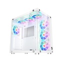 GameOn Emperor Arctic II Series Mid Tower Two Panel Front & Left Side Tempered Glass Case with 7 ARGB Fans - White