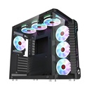 GameOn Emperor Arctic III Series Mid Tower Two Panel Front & Left Side Tempered Glass Case with 7 ARGB Fans - Black