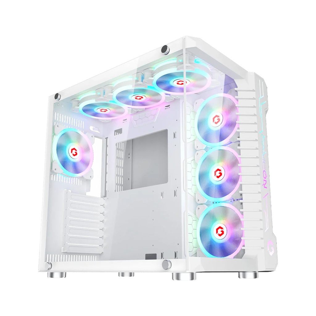 [NS015003] GameOn Emperor Arctic III Series Mid Tower Two Panel Front & Left Side Tempered Glass Case with 7 ARGB Fans - White