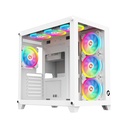 GameOn Emperor Arctic Series Mid Tower Two Panel Front & Left Side Tempered Glass Case with 7 ARGB Fans - White