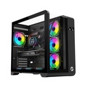 GameOn Infinity Midnight Series ARGB Mid Tower Gaming Case With (4 ARGB Fans Included) - Black