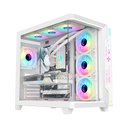 GameOn Pulse Series ARGB ATX Mid Tower Gaming PC Case With (7 ARGB Fans Included) - White
