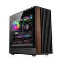 GameOn Timber Midnight Series ARGB + PWM Mid Tower Gaming Case With (7 Fans Included) - Wood/Black
