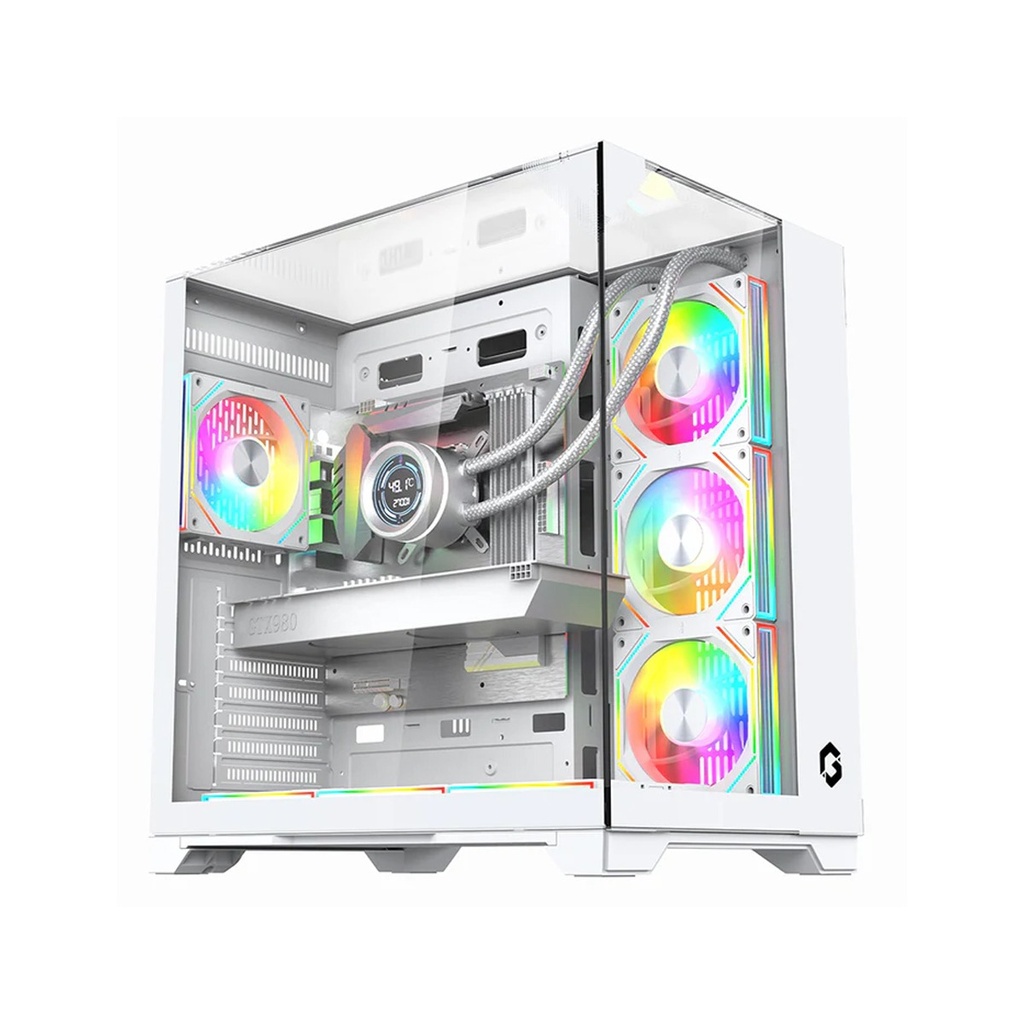 [NS031977] GameOn Valkyrie I Series ATX Mid Tower Gaming Case With (4 ARGB Fans Included) - White