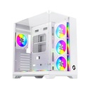 GameOn Valkyrie I Series Mid Tower Three Panel Front,Top & Left Side Tempered Glass Case With 7 RGB Fans - White