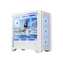 Huntkey GX750A Predator Mid Tower Case Tower Tempered Glass Side Panel Case With 4x ARGB Fans - White