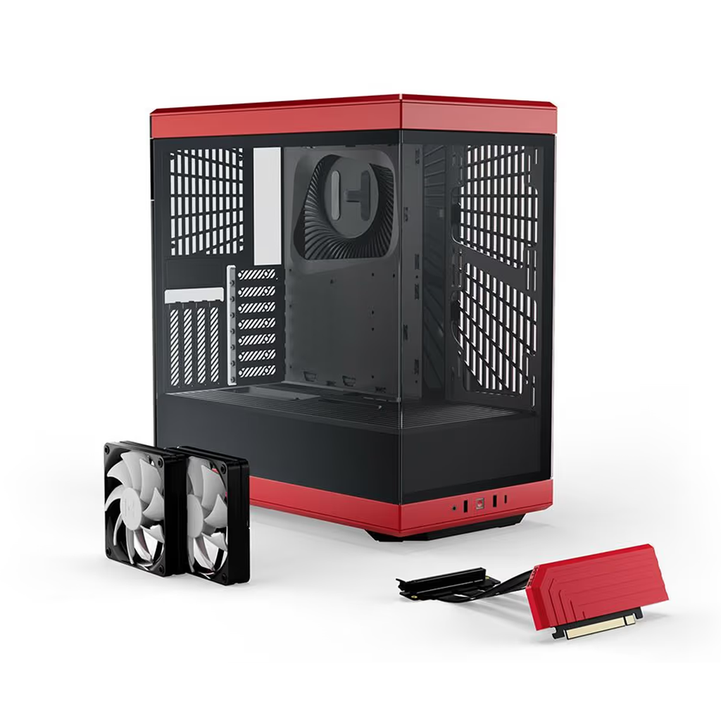 HYTE Y40 Mid Tower Two Panel Front & Left Side Tempered Glass Case With 2 Fan - Black/Red