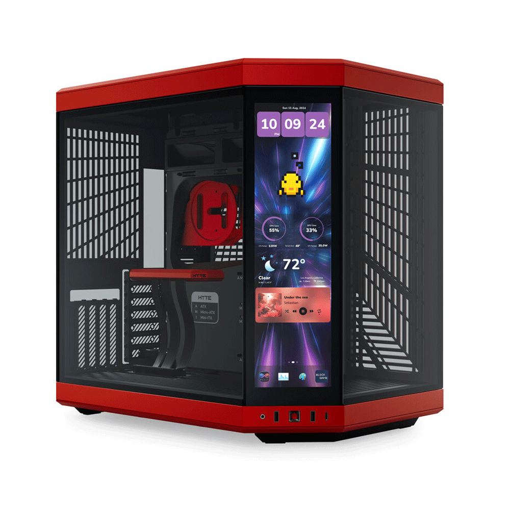 HYTE Y70 TOUCH INFINITE - 14.5 Inch lntegrated IPS Touchscreen ATX Case - Black Cherry