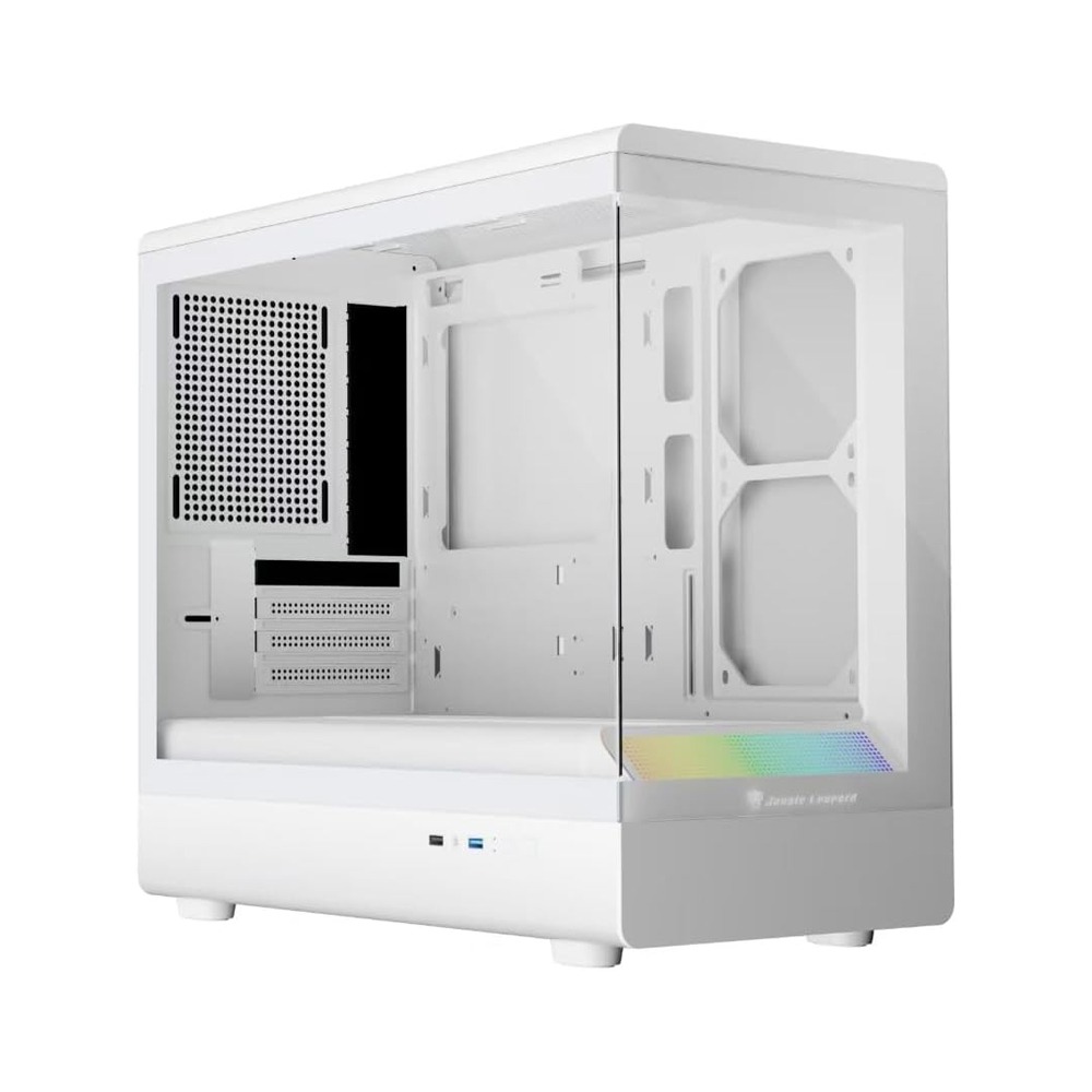 Jungle Leopard MS-01 Micro ATX Case Fornt & Left Side Tempered Glass Side Panel Case With 3 ARGB Galaxy Fans - White