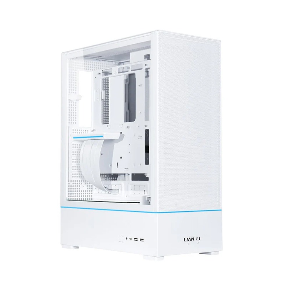 [NS016317] LIAN LI Sup01 Mid-Tower Tempered Glass Side Panel Case - White (No Fans Included)