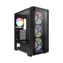 Montech Air 1000 Premium Mid Tower Two Panel Front & Left Side Tempered Glass Case with 4 RGB Fans - Black
