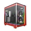 Montech King95 Pro Mid Tower Two Panel Front & Left Side Tempered Glass Case with 6 RGB Fans - Red