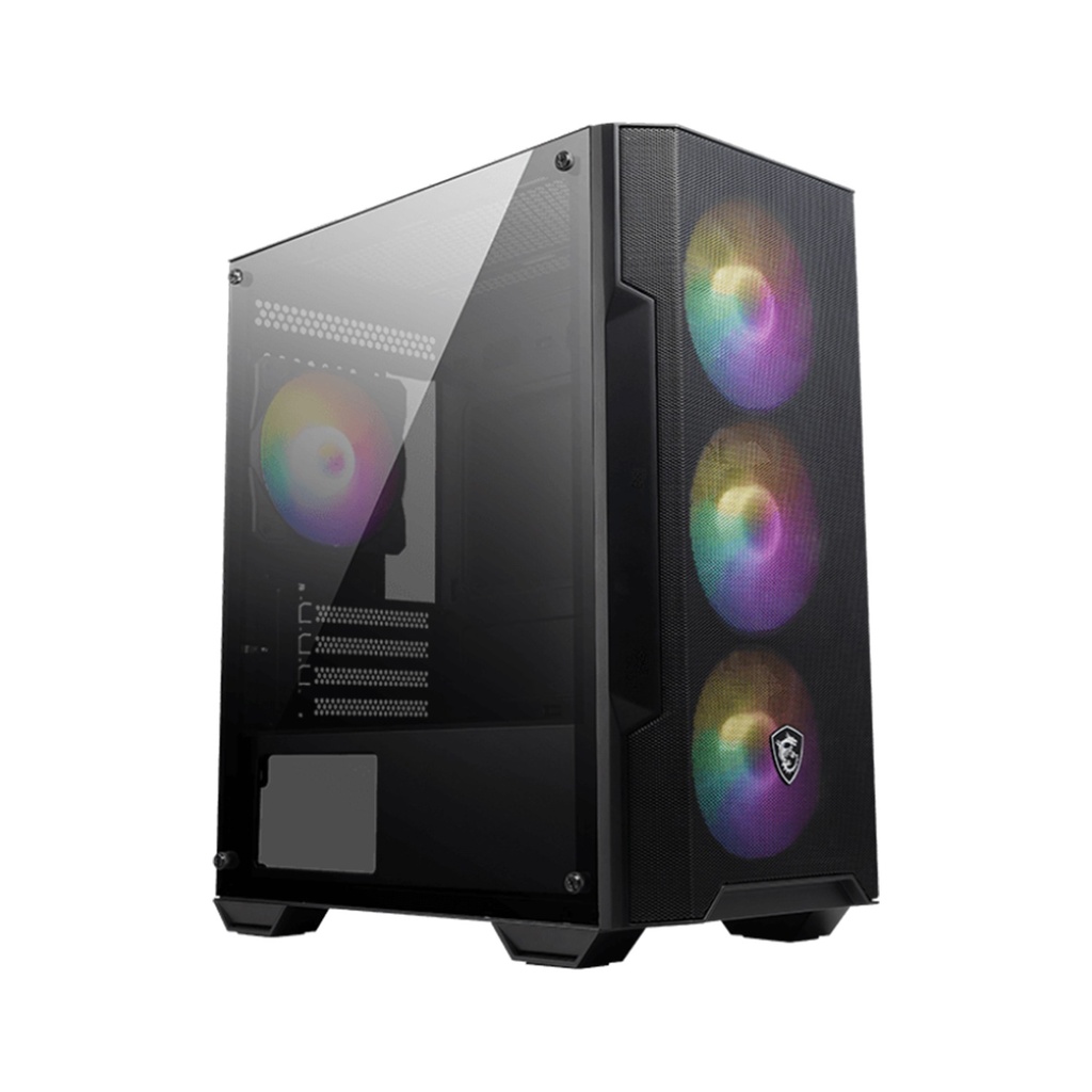 [NS014803] MSI MAG Forge M100A ATX Micro Left Side Tempered Glass Panel Case With 4 RGB Fans - Black