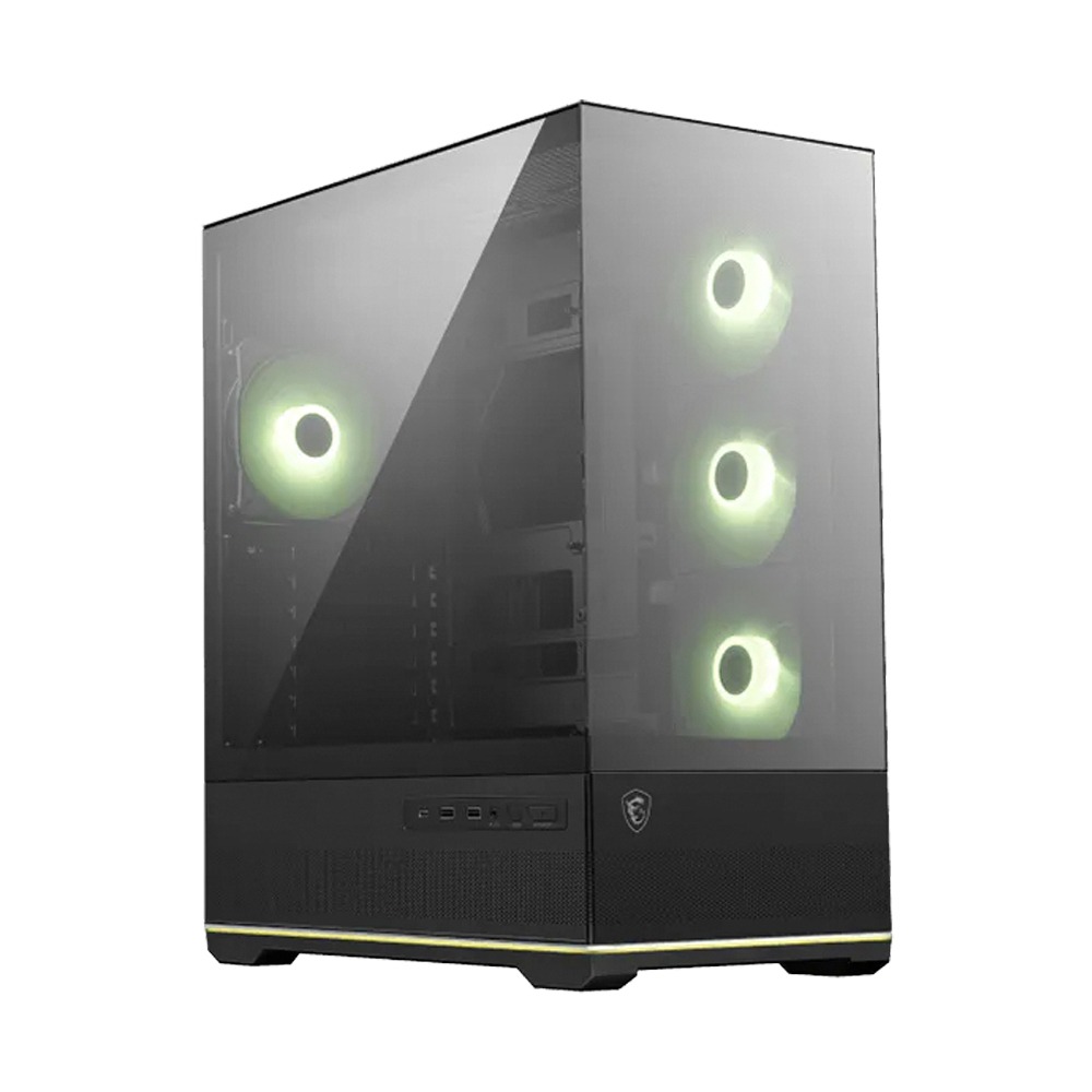 [NS032878] MSI MAG PANO 110R PZ ATX Tower Front Side & Left Side Tempered Glass Panel Case With 4 ARGB Fans - Black