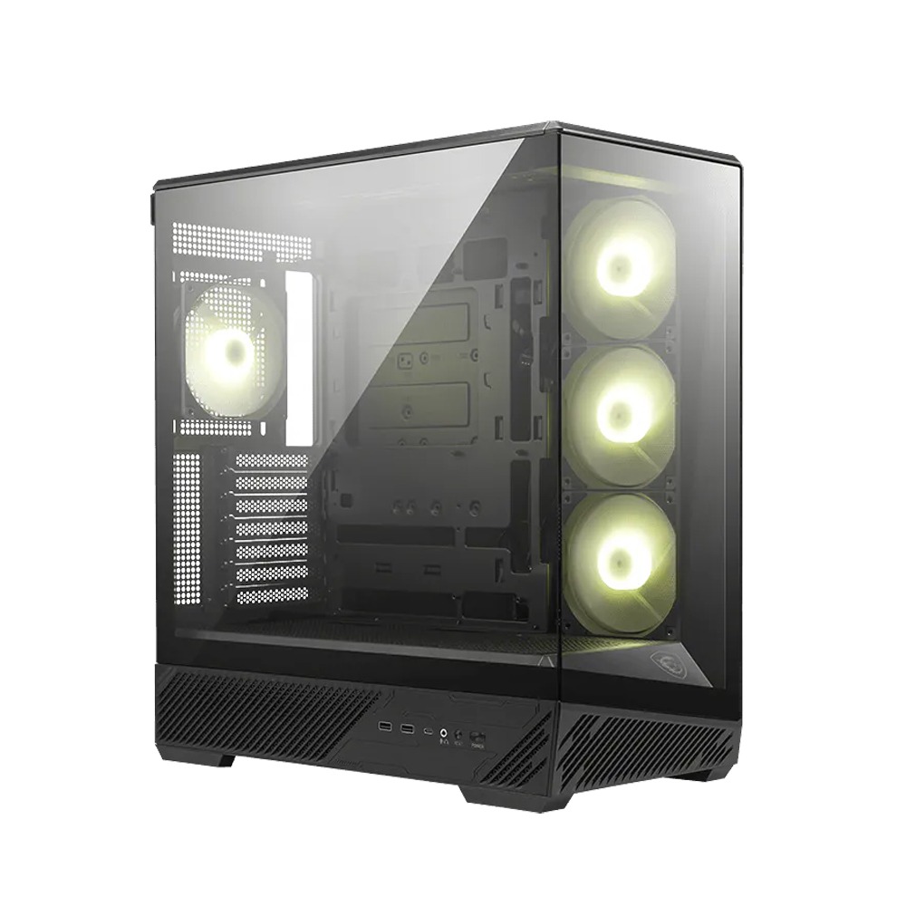 [NS032876] MSI MAG PANO 130R PZ Mid Tower Front Side & Left Side Tempered Glass Panel Case With 4 ARGB Fans - Black