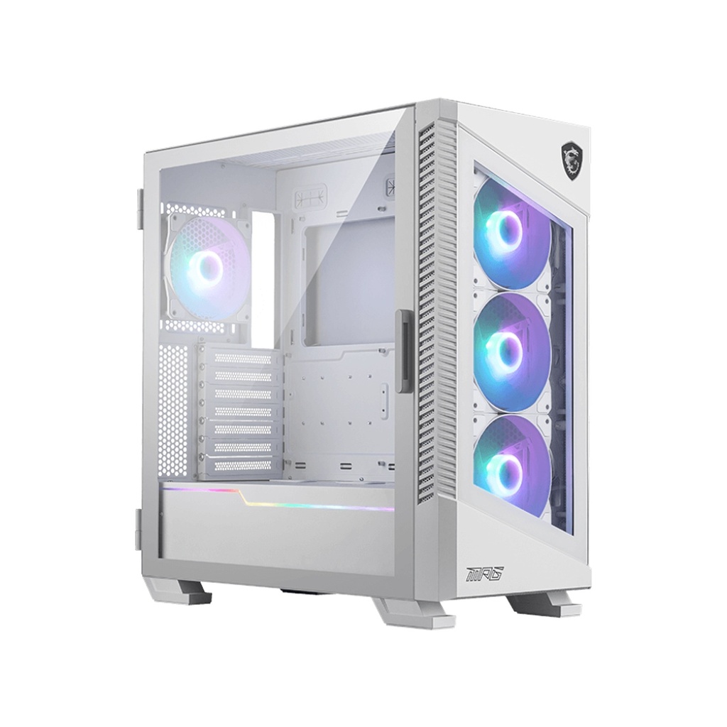 [NS028806] MSI MPG Velox 100R Mid Tower Front Side & Left Side Tempered Glass Panel Case With 4 Fan RGB - White