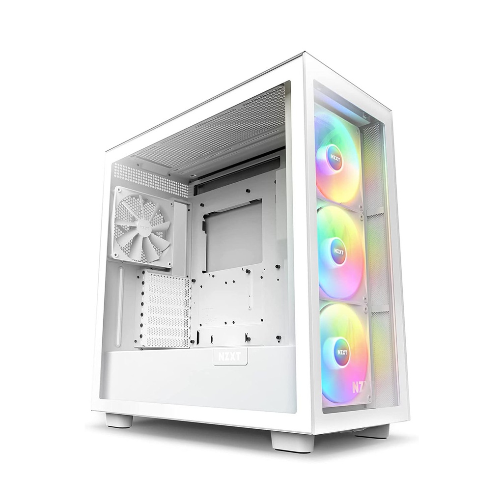 [NS010740] NZXT H7 Elite Premium ATX Mid Tower Two Panel Front & Left Side Tempered Glass Case with 4 RGB Fans - White