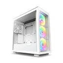 NZXT H7 Elite Premium ATX Mid Tower Two Panel Front & Left Side Tempered Glass Case with 4 RGB Fans - White