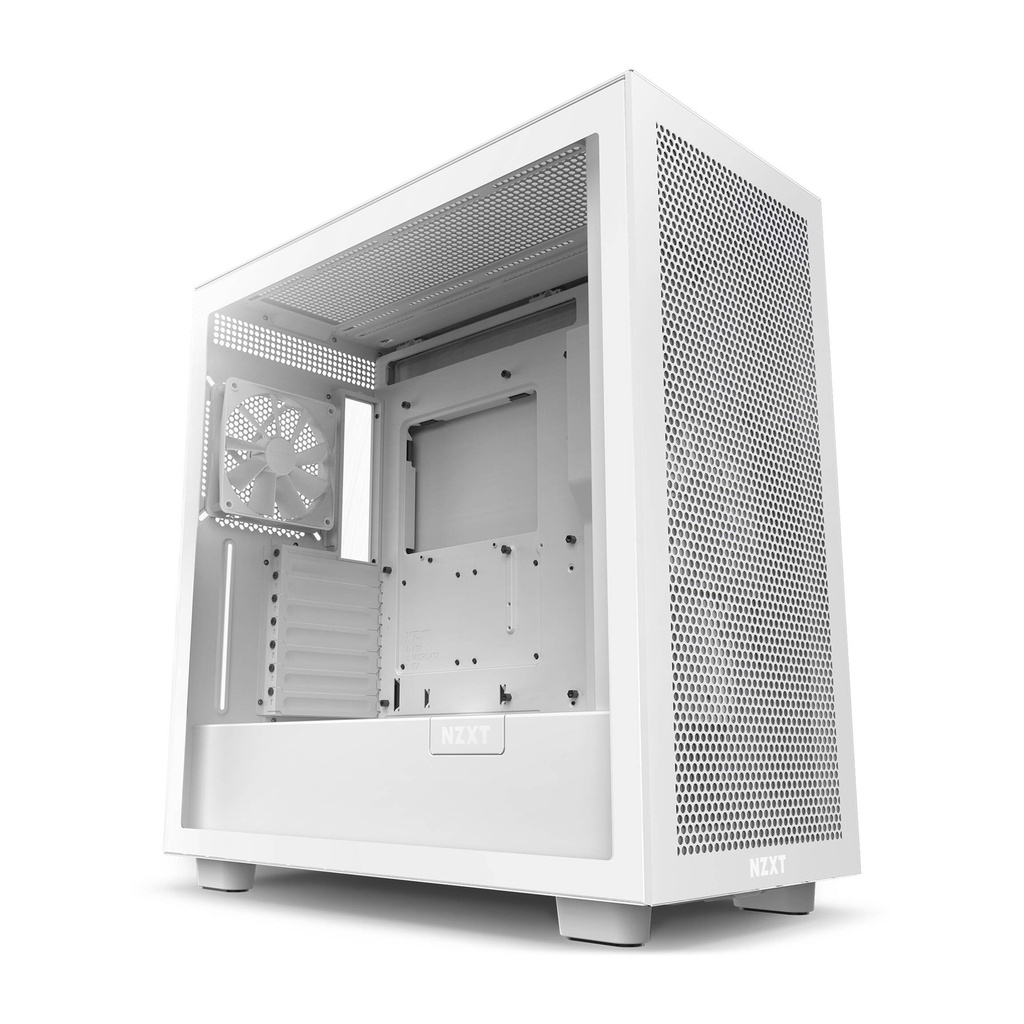 [NS010742] NZXT H7 Flow ATX Mid Tower SGCC Steel Tempered Glass Side Panel Case with 4 Fans - White