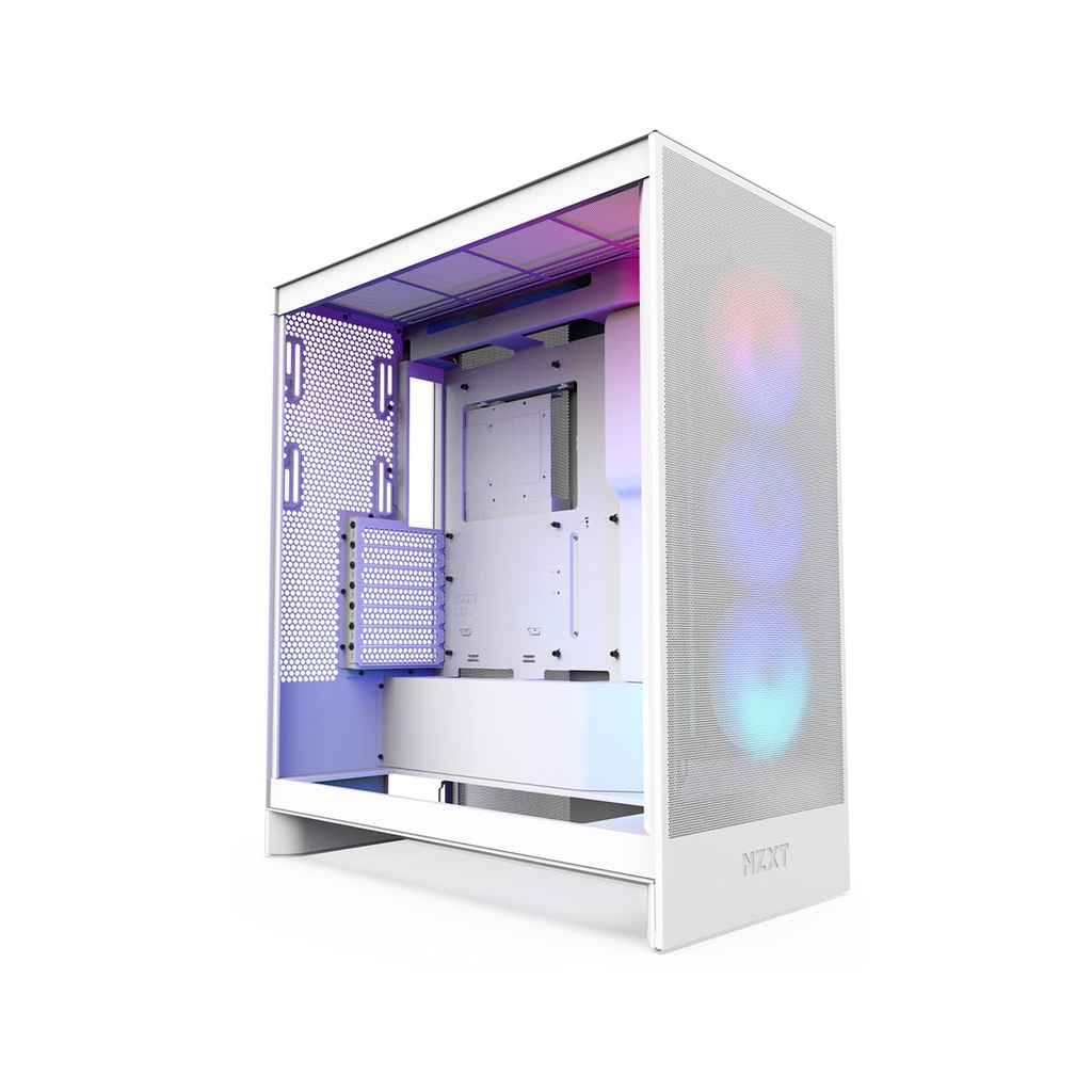 [NS026474] NZXT H7 Flow RGB (2024) ATX Mid Tower Left Side Tempered Glass Case with 3 RGB Fans - White