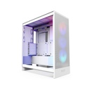 NZXT H7 Flow RGB (2024) ATX Mid Tower Left Side Tempered Glass Case with 3 RGB Fans - White