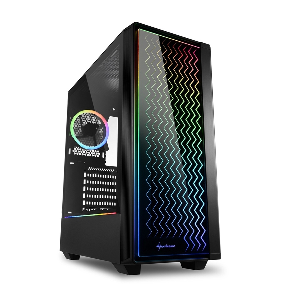[NS005917] Sharkoon LIT200 RGB ATX 2xTempered Glass 2X ARGB Fans (1 Front & 1 Rear) ATX Mid Tower Case Black