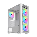 Sharx Striker Mid Tower Two Panel Front & Left Side Tempered Glass Case with 4 RGB Fans - White