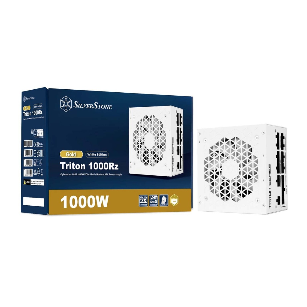 [NS030605] Silver Stone Triton 1000Rz Cybenetics Gold Fully Modular PCIe Gen 5 ATX V3.1 1000W Power Supply - White