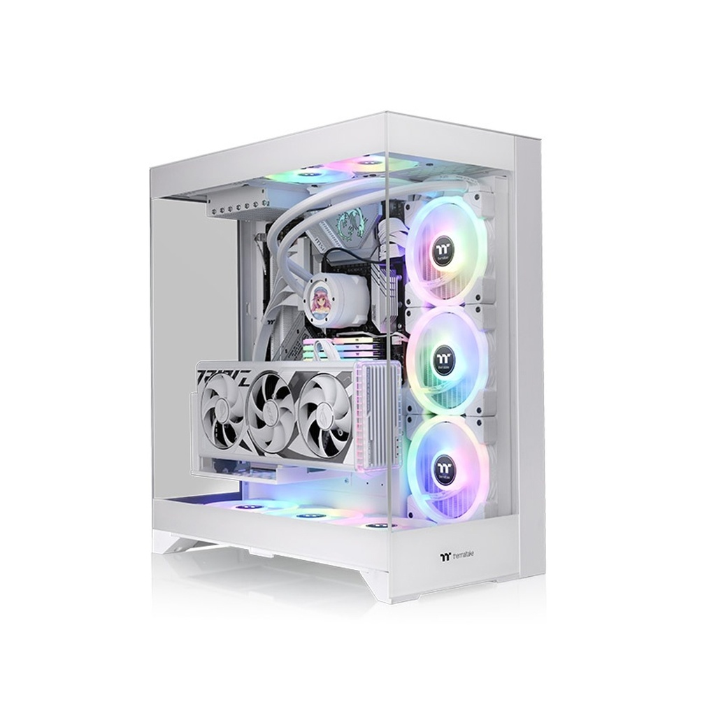 [NS029794] Thermaltake CTE E550 TG Mid Tower ATX Case, 3 Tempered Glass Panels Hidden-Connector Motherboard Support Three-Way VGA Installations Dual Chamber Design, White | CA-1Z8-00M6WN-00