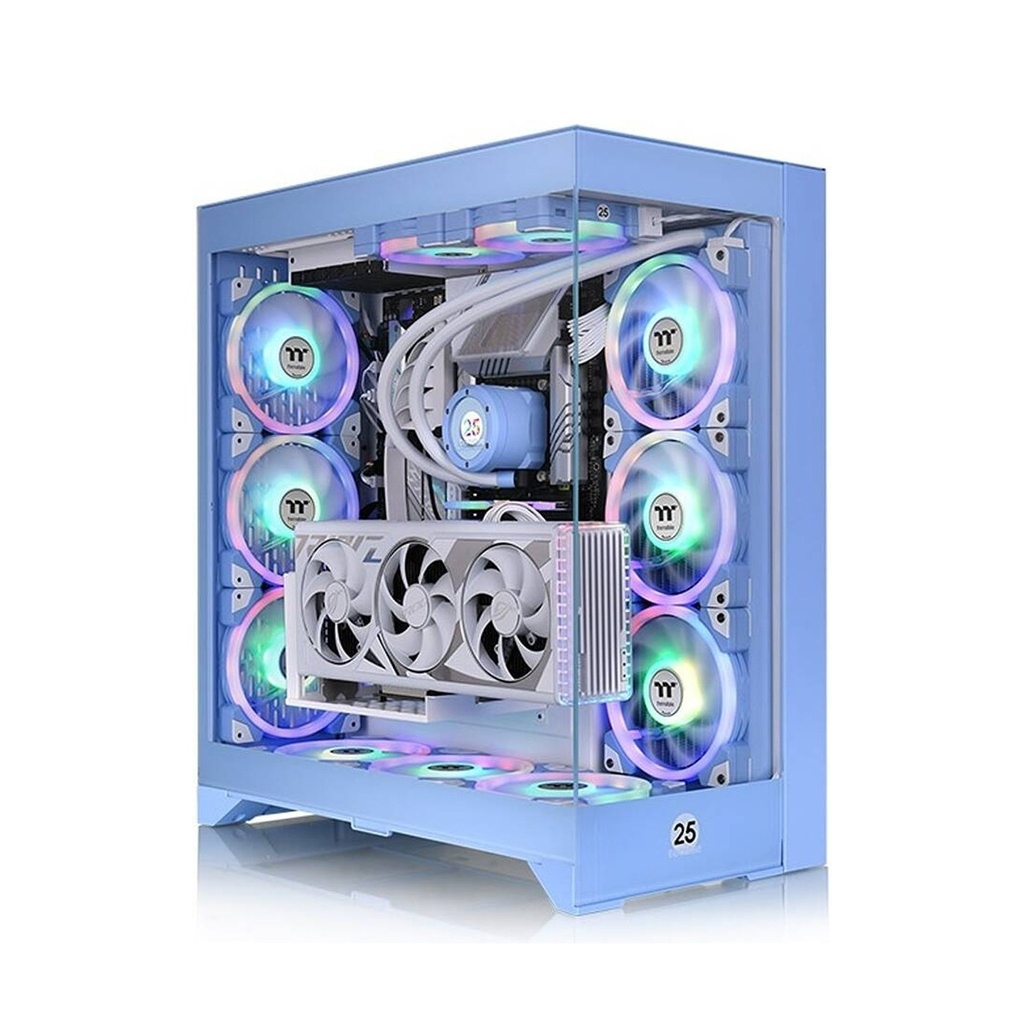 Thermaltake CTE E600 MX Hydrangea E-ATX Case, Centralized Thermal Efficiency Design, Interchange Mesh & TG Front Panel 3Way VGA Mounting Bracket 400mm PCIe4 Riser Cable, Blue | CA-1Y3-00MFWN-00