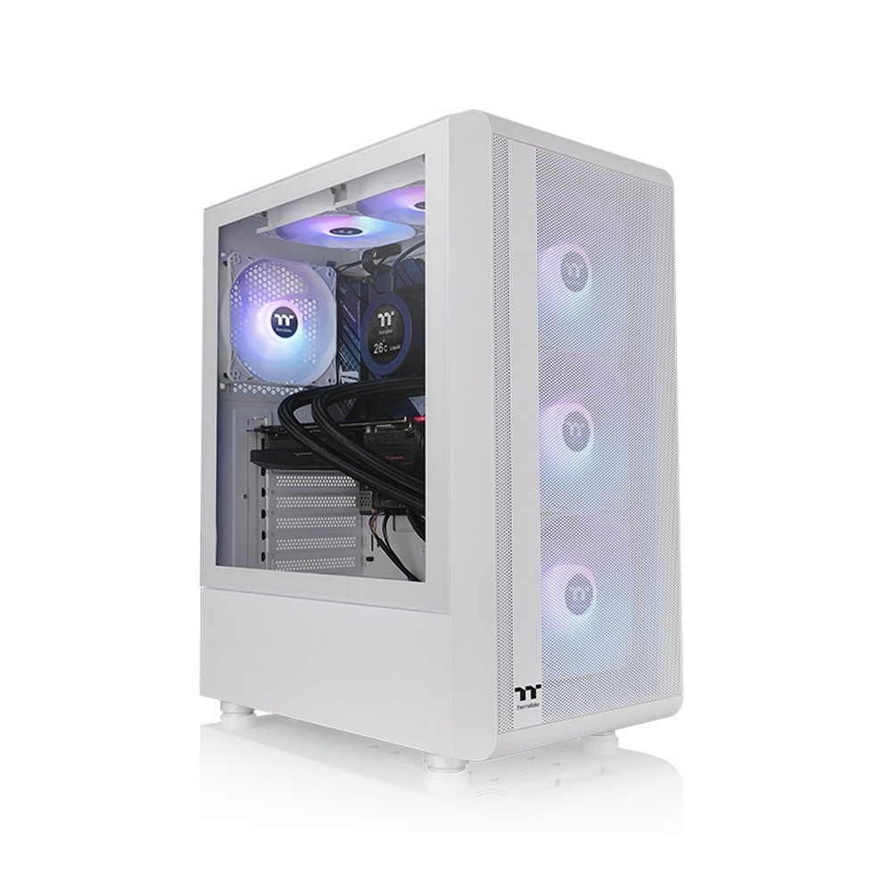 [NS014256] Thermaltake S200 TG ARGB Snow ATX Mid Tower Tempered Glass Side Panel With 3 ARGB Fans - White