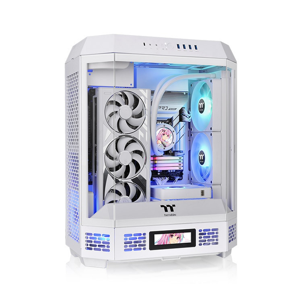 [NS026623] ThermalTake The Tower 600 Mid Tower Tempered Glass Panels On The Front And Two Perforated Panels On Each Side With 2 Fan - Snow White