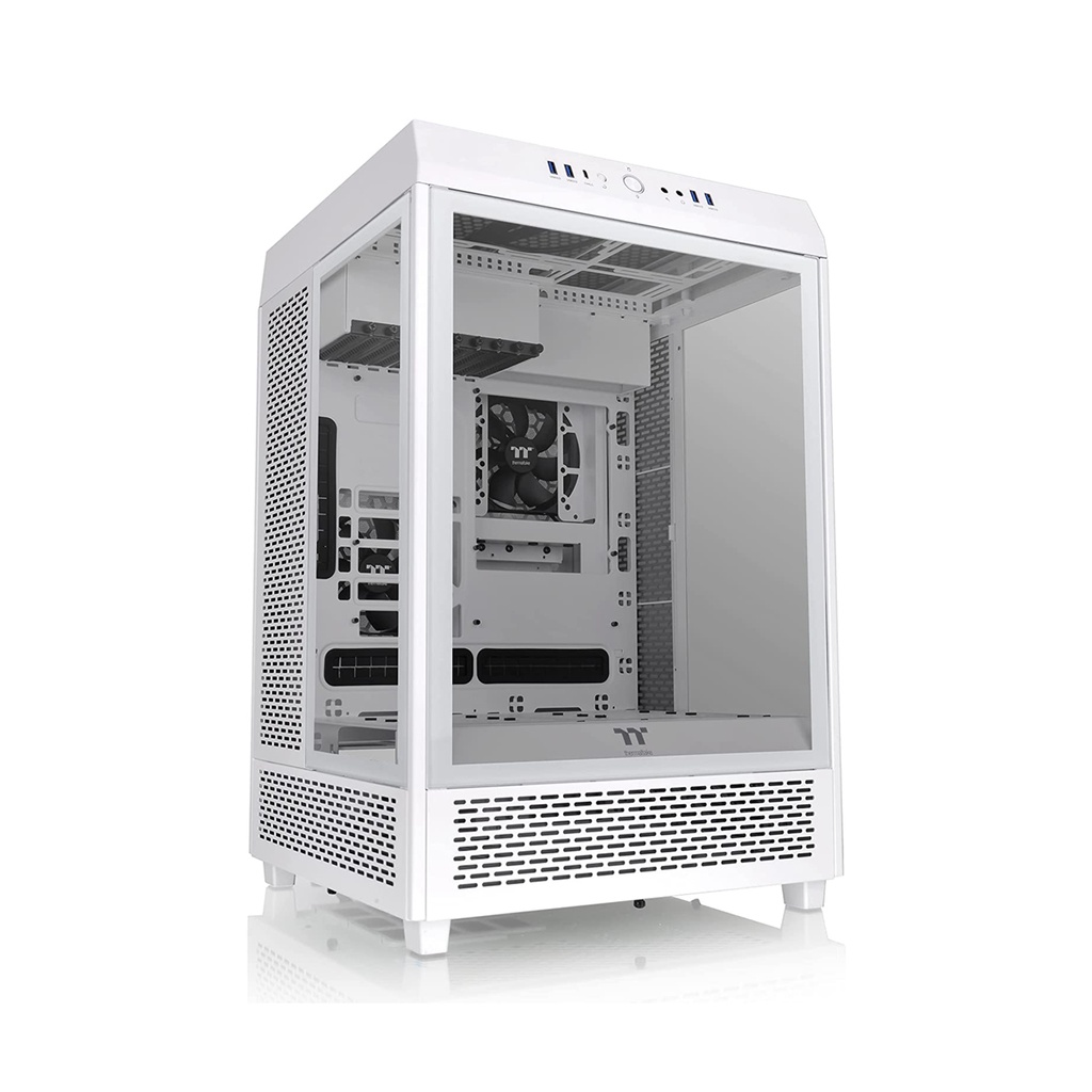 [NS010453] Thermaltake Tower 500 Vertical Mid Tower Fornt & Left Tempered Glass X3 Side Panel Case With 2 ARGB Fans - Snow White