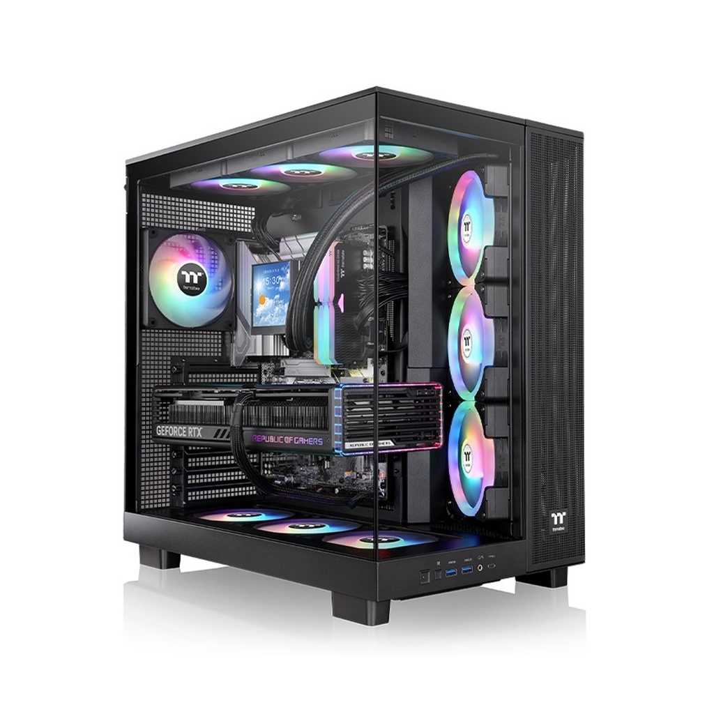 [NS030250] Thermaltake View 380 XL TG Mid Tower Two Panel Front & Left Side Tempered Glass Case with 4 ARGB Fans - Black