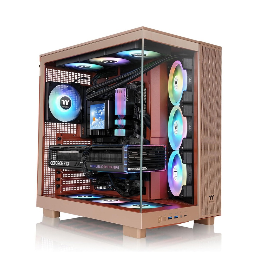 [NS031204] Thermaltake View 380 XL TG Mid Tower Two Panel Front & Left Side Tempered Glass Case with 4 ARGB Fans-Gravel Sand