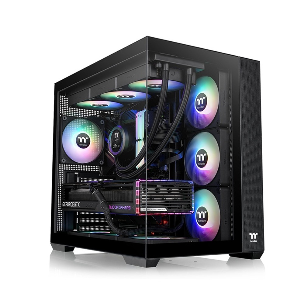 Thermaltake View 380TG Mid Tower Two Panel Front & Left Side Tempered Glass Case with 4 ARGB Fans - Black