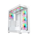 Twisted Minds Quantum Mid-Tower Two Panel Front & Left Side Tempered Glass Case with 7 ARGB Fans - White
