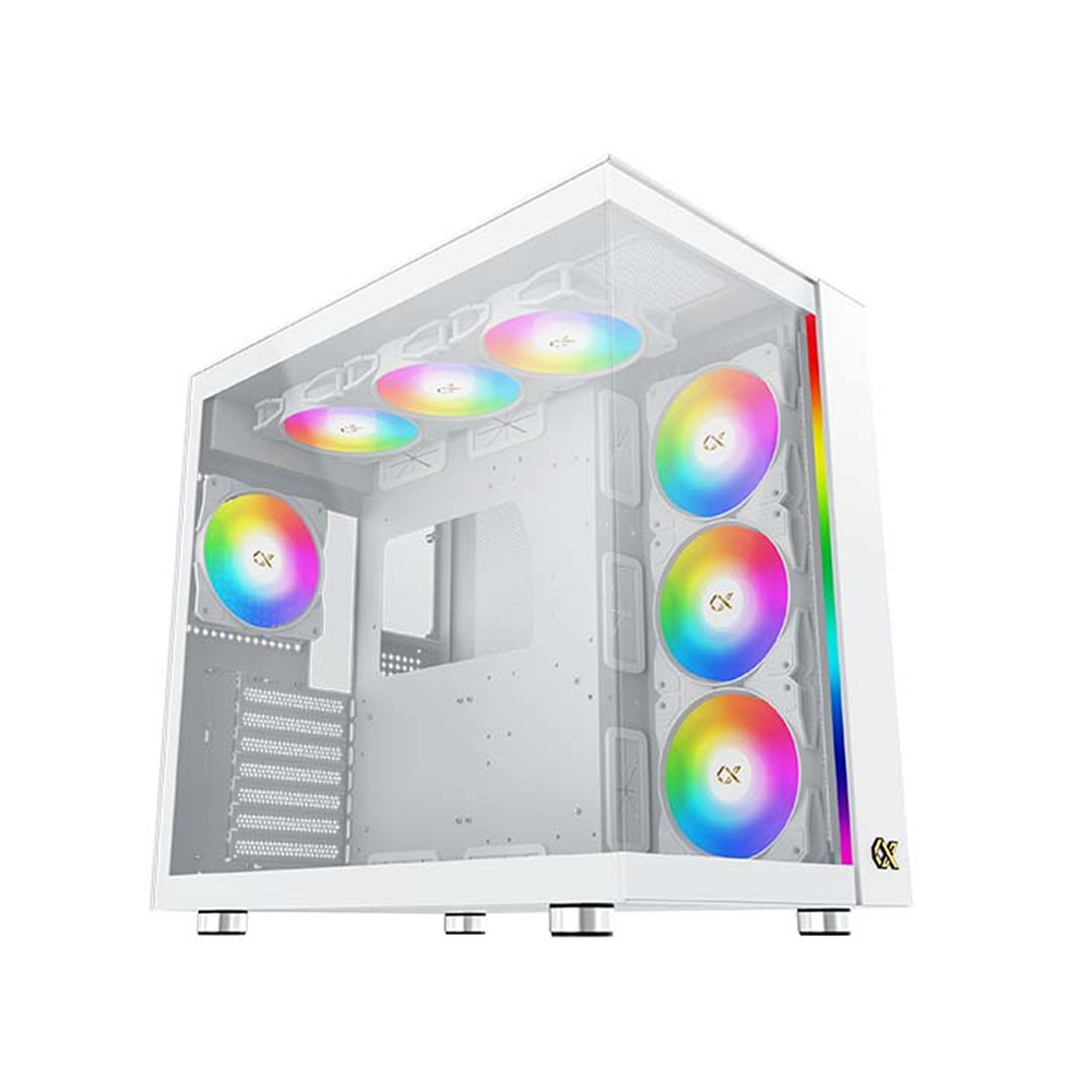 [NS026808] Xigmatek Aqua Ulta Air Midtower ATX Front Side & Left Side Tempered Glass Panel Case with 7 ARGB Fans - White