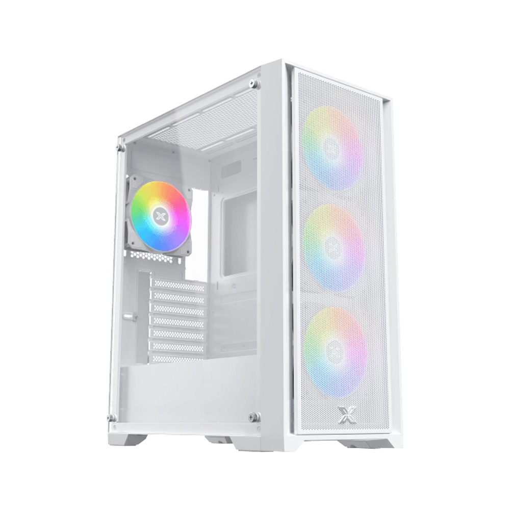 Xigmatek Gaming X II Arctic ATX Left Side Tempered Glass Panel Case with 4 ARGB Fans - White