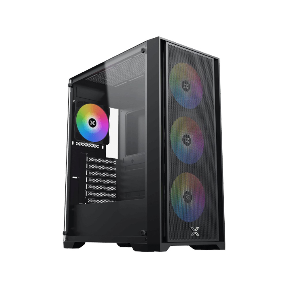 [NS031487] Xigmatek Gaming X II ATX Left Side Tempered Glass Panel Case with 4 ARGB Fans - Black