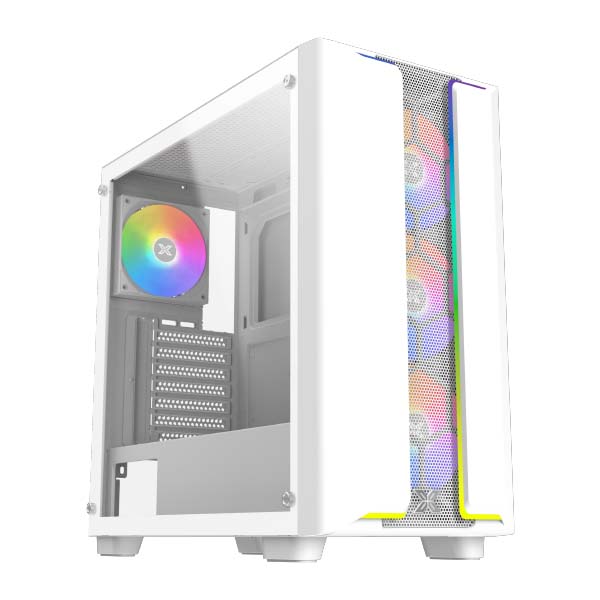 [NS015556] Xigmatek Gaming Y Pro Arctic ARGB E-ATX Mid-Tower Left Side Tempered Glass Panel Case with 4x RGB Fans - White