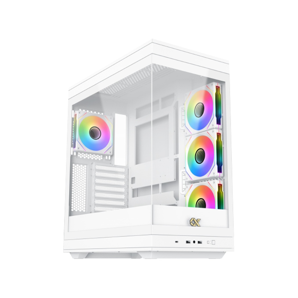 [NS026806] Xigmatek META ATX Mid Tower Case Front Side & Left Side Tempered Glass Panel with 4 ARGB Fans - White