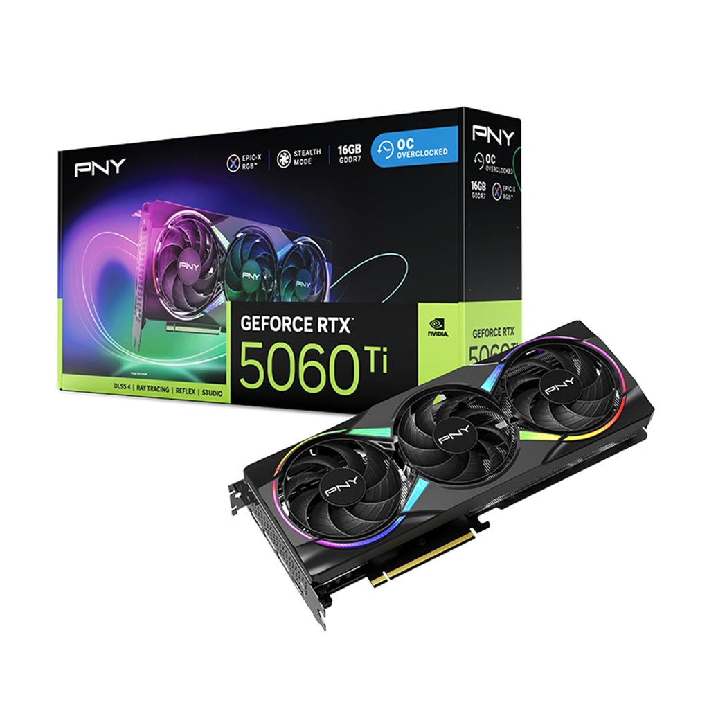 [NS031120] PNY GeForce RTX 5060Ti 16GB EPIC-X RGB™ Stealth Mode OC GDDR7 Graphic Card