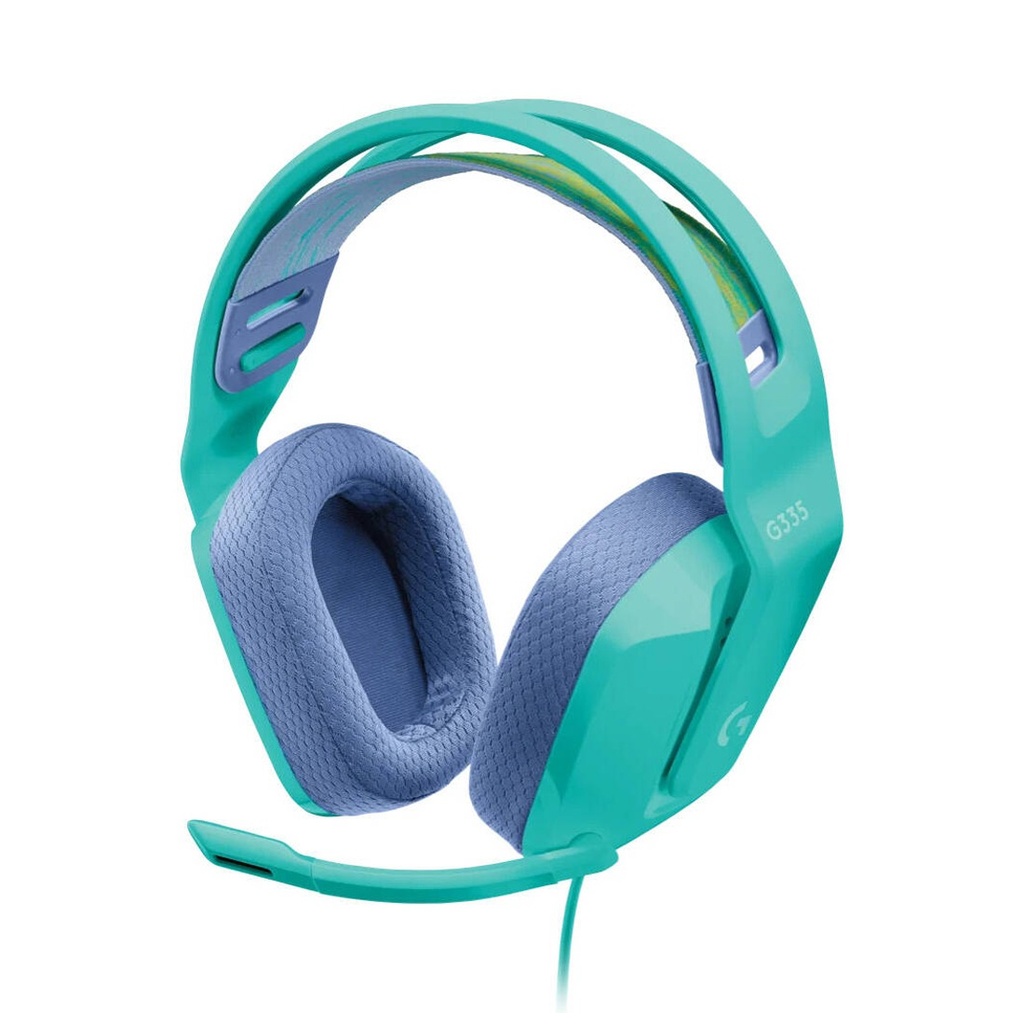 [NS033226] Logitech G335 Wired Gaming Headset, 40mm Drivers, Integrated Boom Mic, Soft, Breathable Memory Ear Cups, Adjustable Suspension Headband, Compatible with PC, PS, Xbox, Switch, Mint | 981-001024