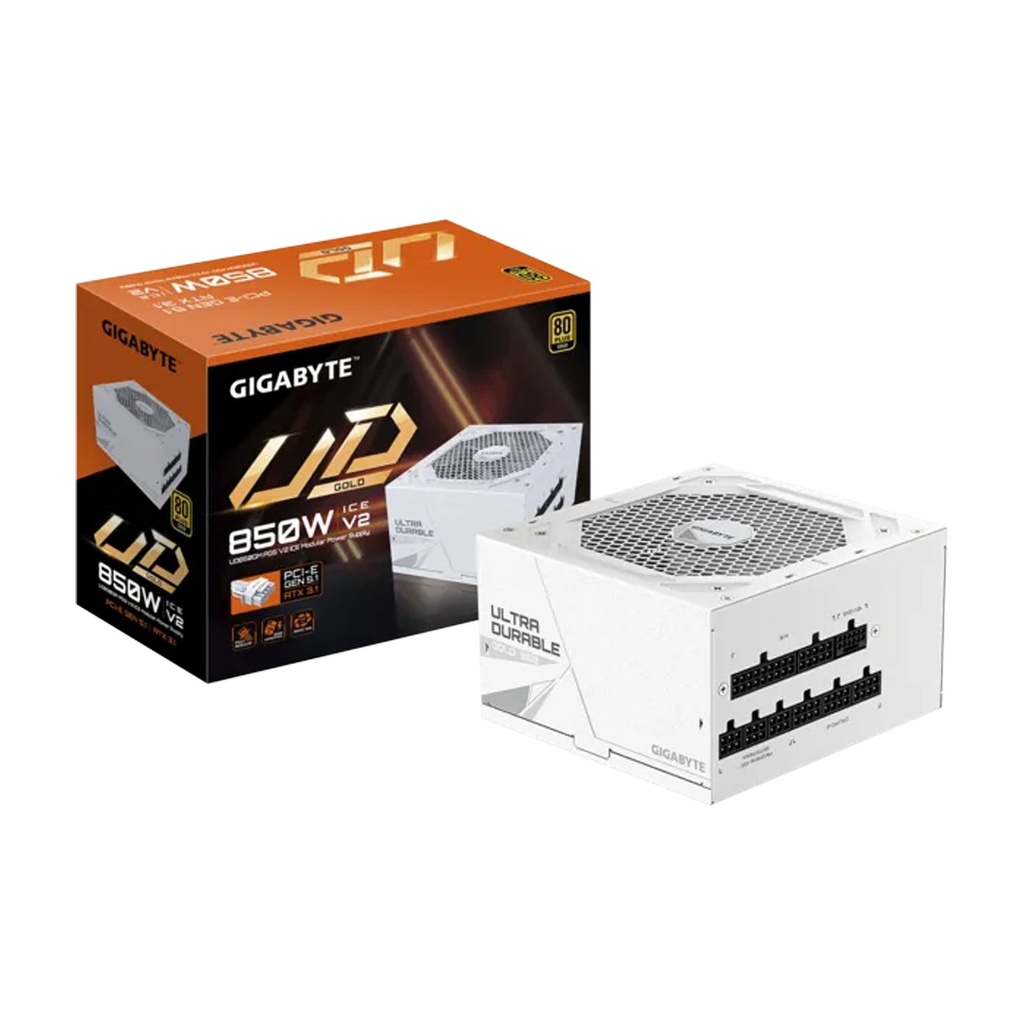 [NS033233] GigaByte UD850GM PG5 V2 ICE 80 PLUS Gold Fully Modular ATX 3.1 PCIe Gen 5.1 850W Power Supply - White