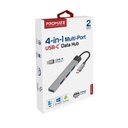 Promate 4 In 1 Multi-Port USB-C Data Hub Gray