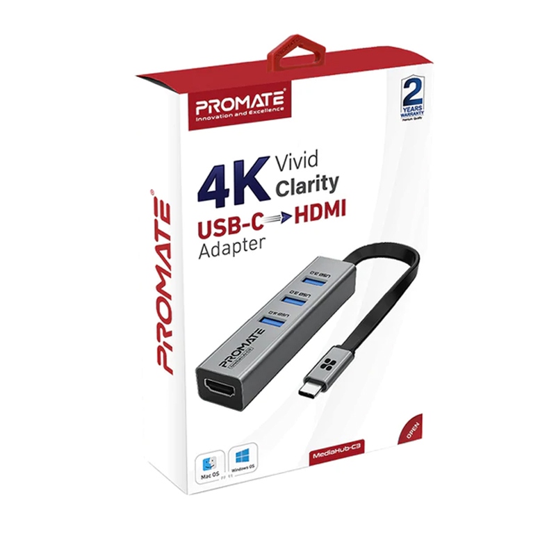 [NS003856] Promate Media Hub 4K Vivid Clarity USB-C to HDMI Adapter