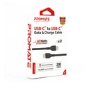 Promate Power Beam-CC2 Blue 60W Power Delivery Enabled USB-C to USB-C Data Sync & Charge Cable - Black